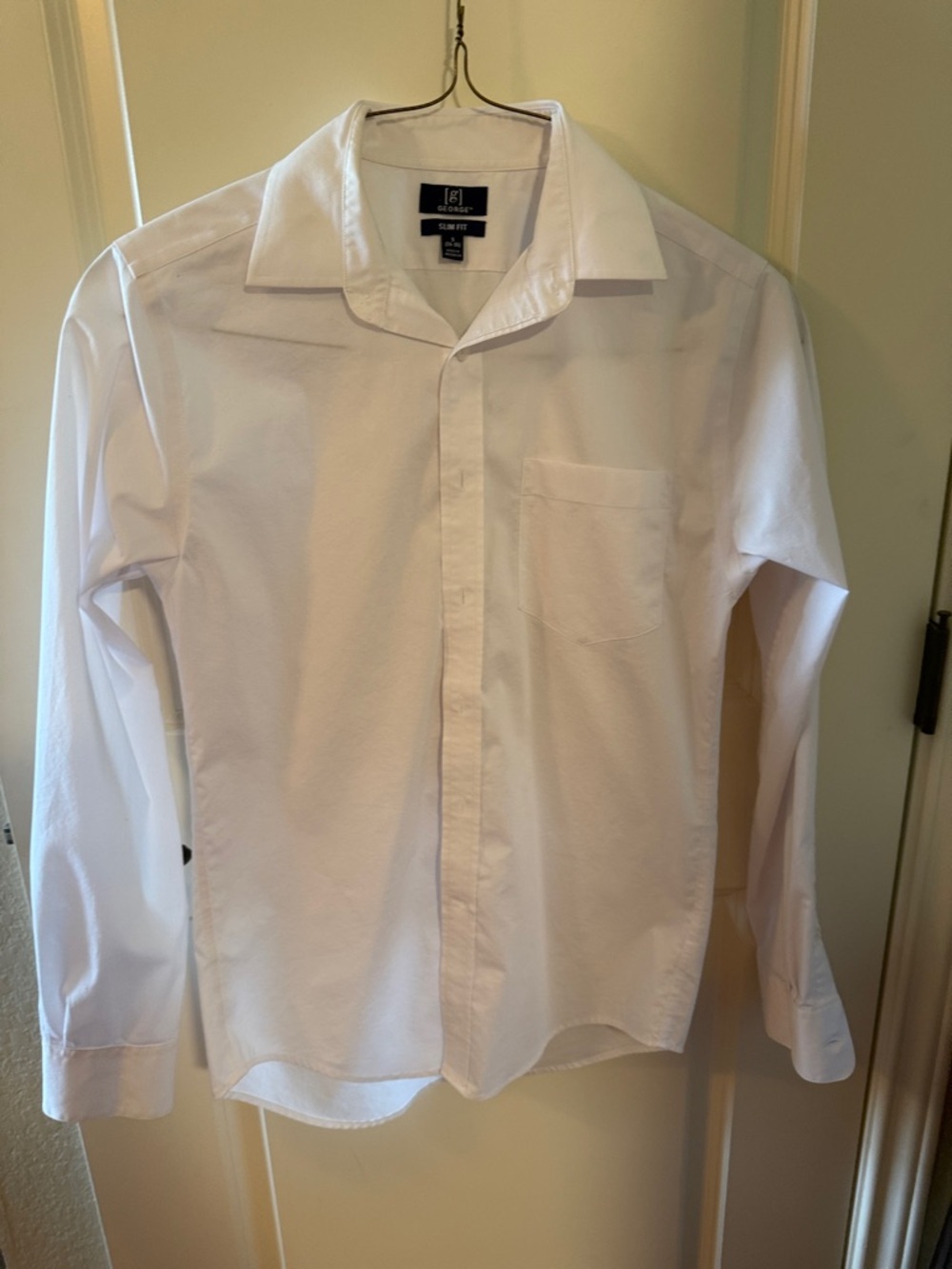 George Men's White Long-Sleeve Dress Shirt